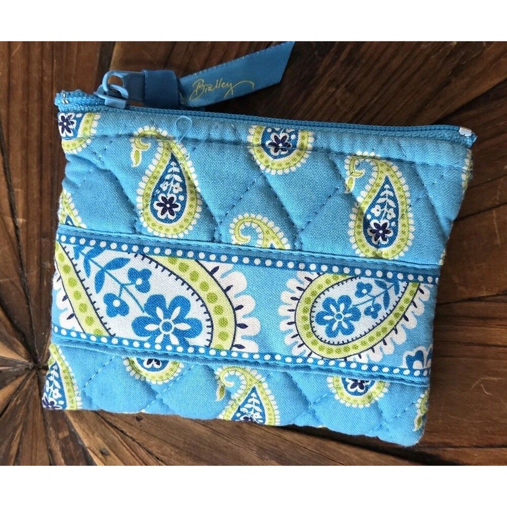 Vera Bradley Quilted Paisley Zip Pouch Coin Purse in Mediterranean Blue